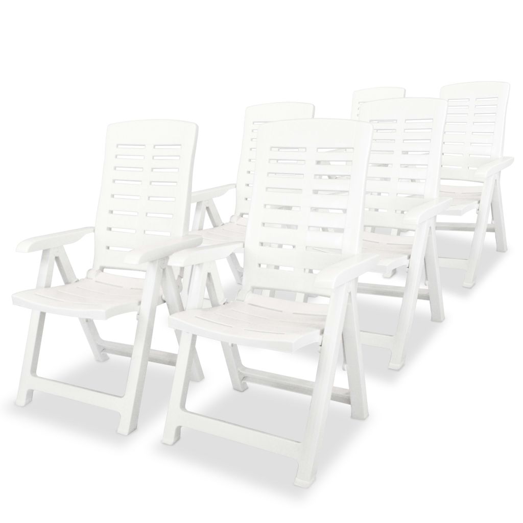 NNEVL 7 Piece Outdoor Dining Set Plastic White-3
