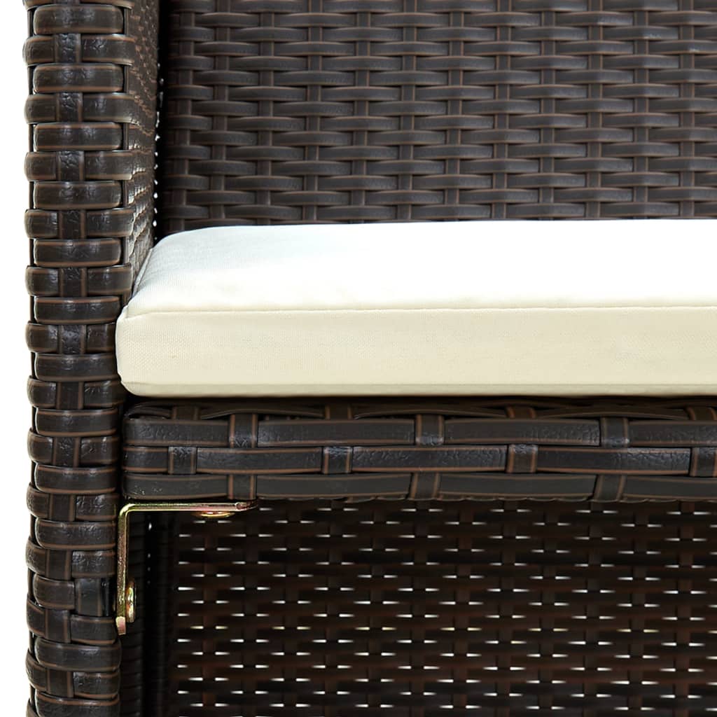 NNEVL 2 Seater Garden Sofa with Cushions Brown Poly Rattan-1