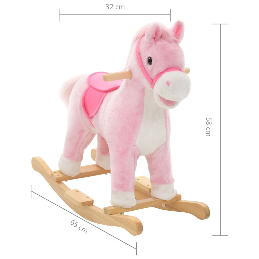 NNEVL Rocking Animal Horse Plush 65x32x58 cm Pink-4