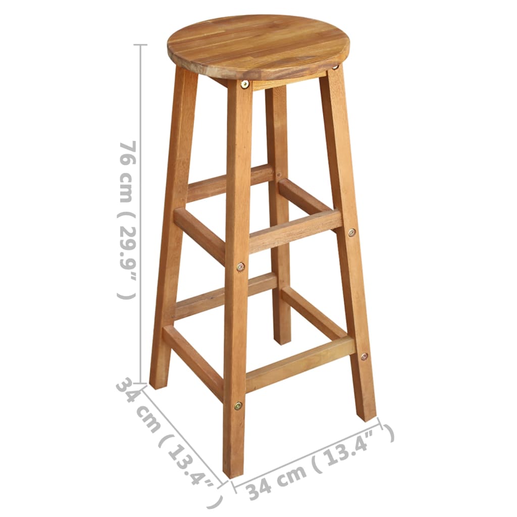 NNEVL Bar Chairs 2 pcs Solid Acacia Wood-3