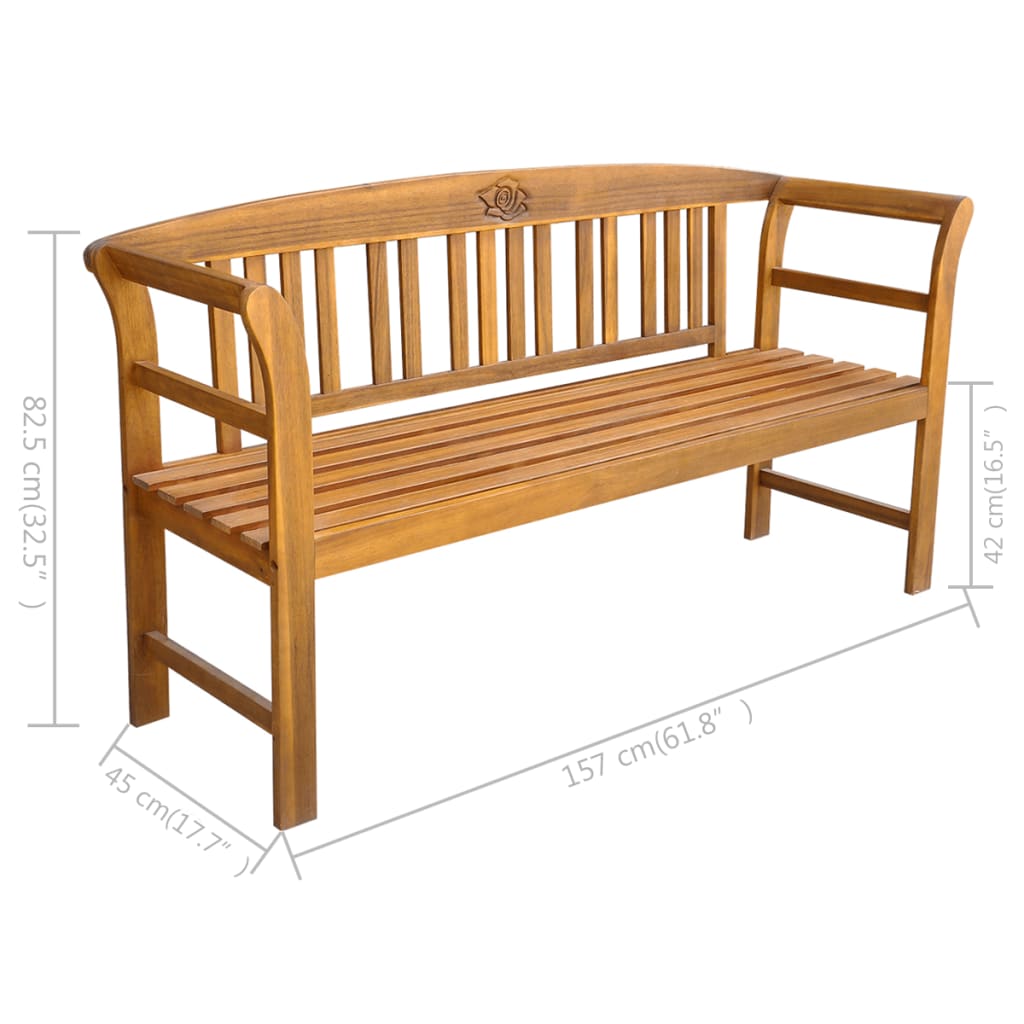 NNEVL Garden Bench 157 cm Solid Acacia Wood-4