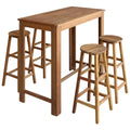 NNEVL Bar Table and Stool Set 5 Pieces Solid Acacia Wood-0