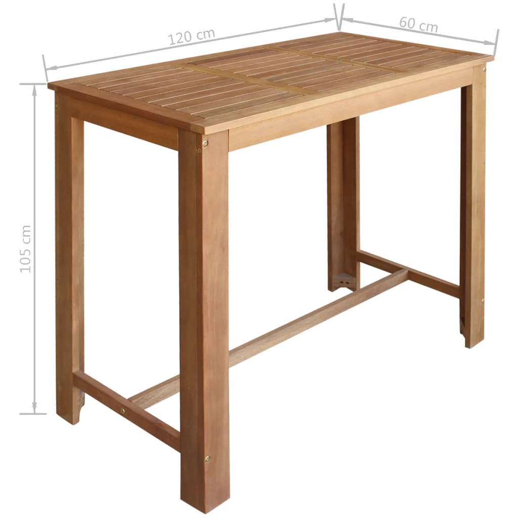 NNEVL Bar Table and Stool Set 5 Pieces Solid Acacia Wood-4