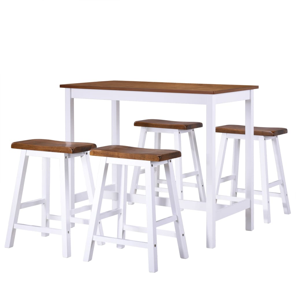 NNEVL Bar Table and Stool Set 5 Pieces Solid Wood-1