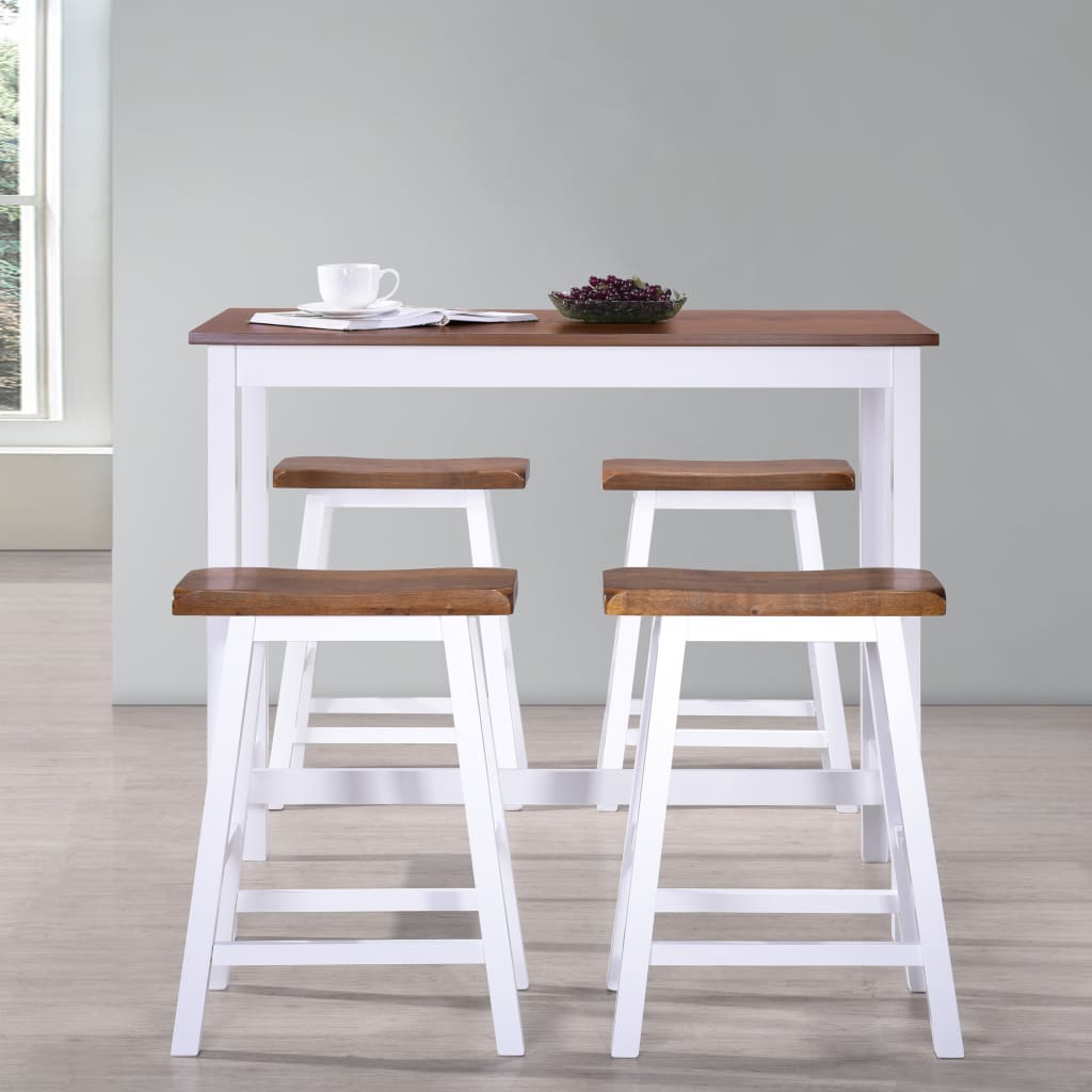 NNEVL Bar Table and Stool Set 5 Pieces Solid Wood-2