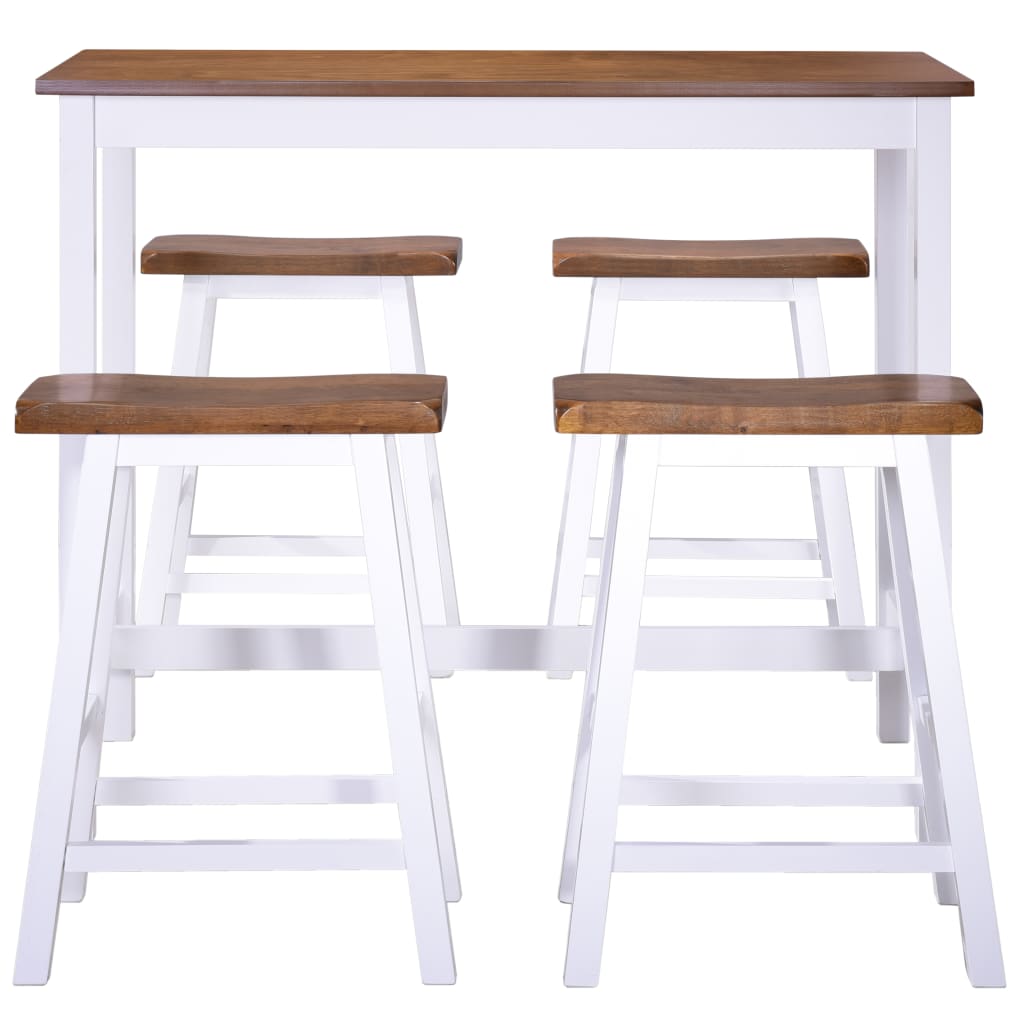 NNEVL Bar Table and Stool Set 5 Pieces Solid Wood-3