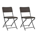 NNEVL Folding Garden Chairs 2 pcs HDPE and Steel Brown-0