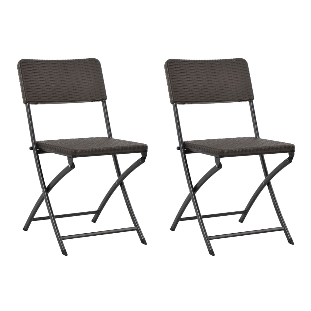 NNEVL Folding Garden Chairs 2 pcs HDPE and Steel Brown-0