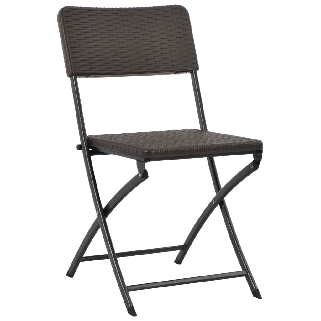 NNEVL Folding Garden Chairs 2 pcs HDPE and Steel Brown-1