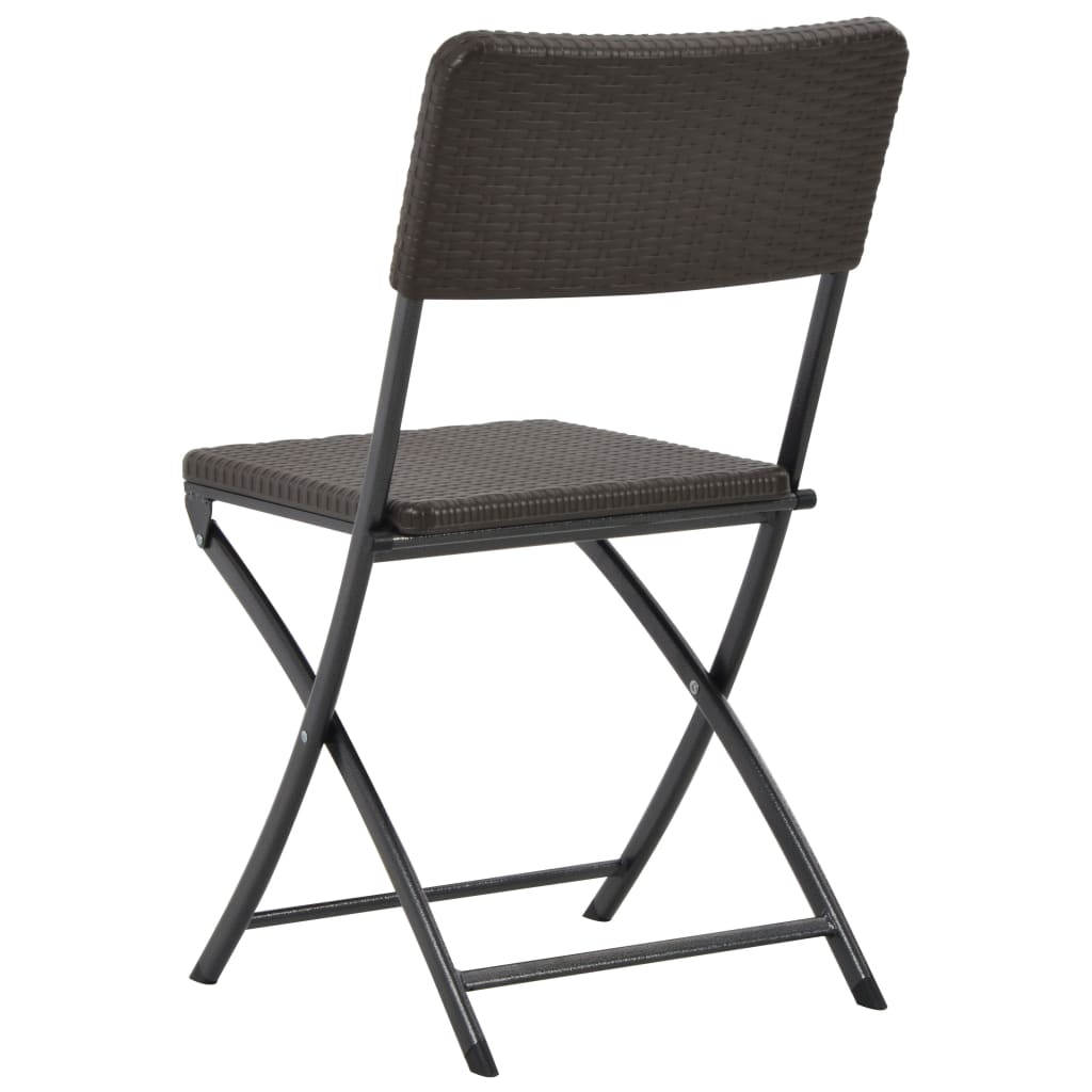 NNEVL Folding Garden Chairs 2 pcs HDPE and Steel Brown-4