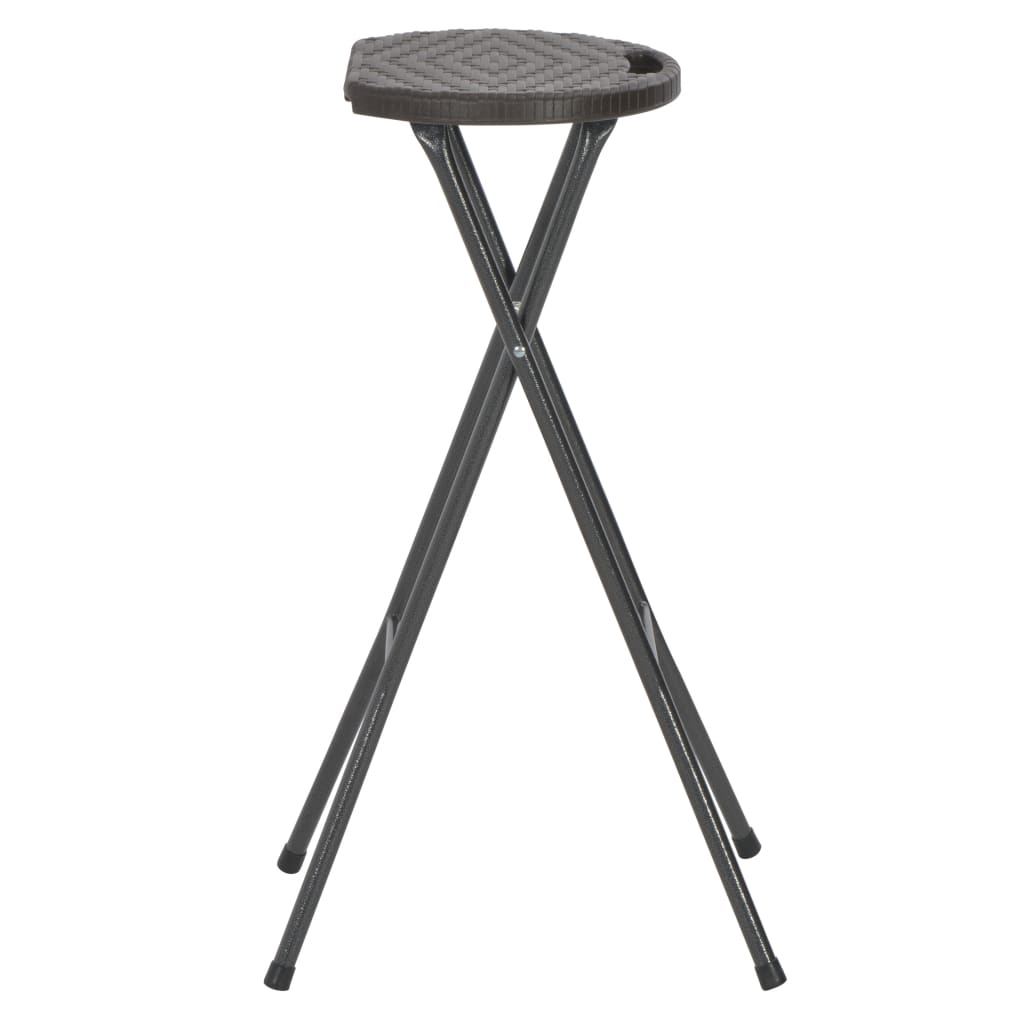 NNEVL Folding Bar Stools 2 pcs HDPE and Steel Brown Rattan Look-1