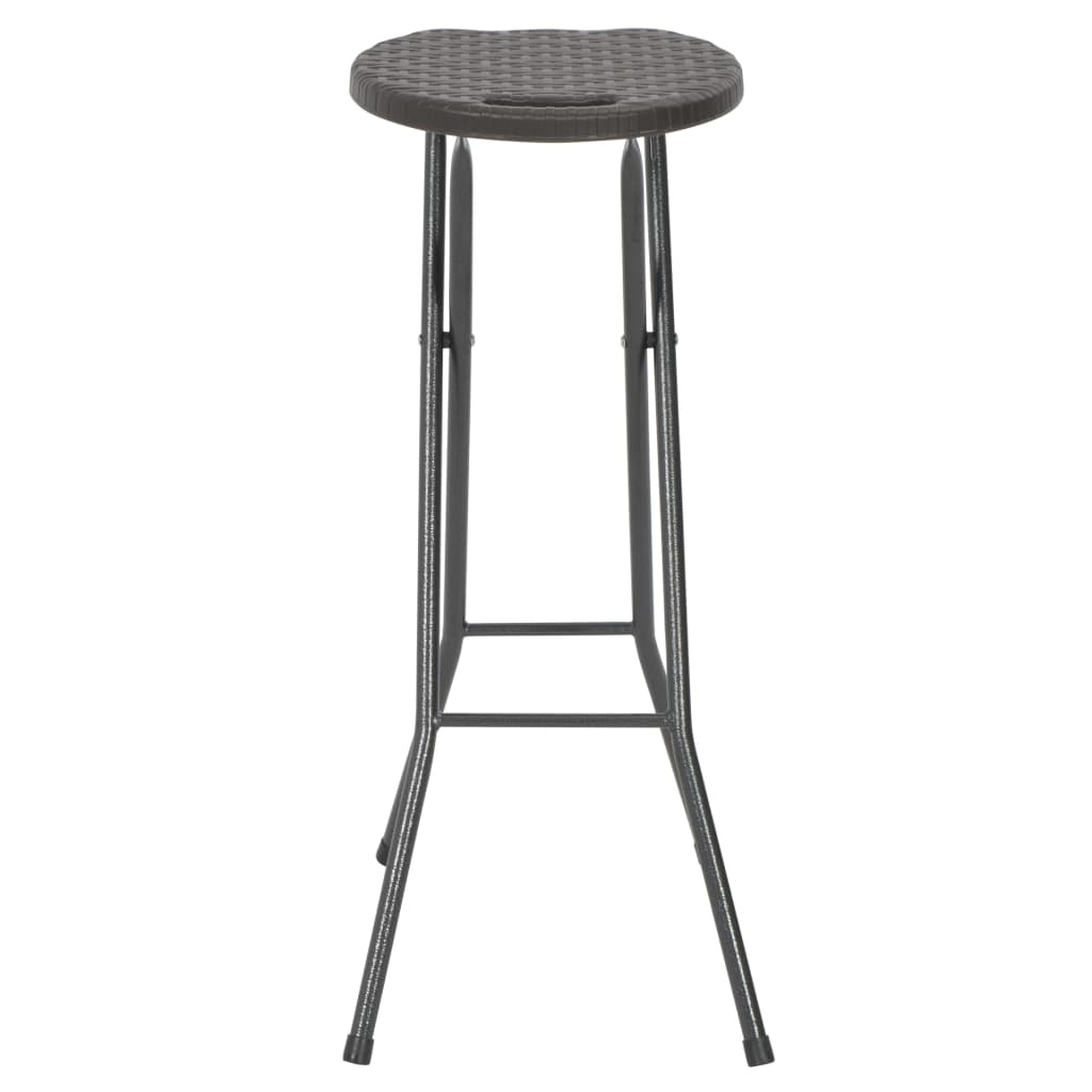 NNEVL Folding Bar Stools 2 pcs HDPE and Steel Brown Rattan Look-2