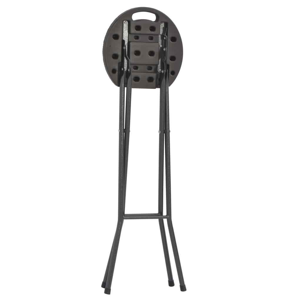 NNEVL Folding Bar Stools 2 pcs HDPE and Steel Brown Rattan Look-3