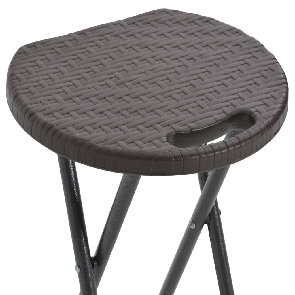 NNEVL Folding Bar Stools 2 pcs HDPE and Steel Brown Rattan Look-4