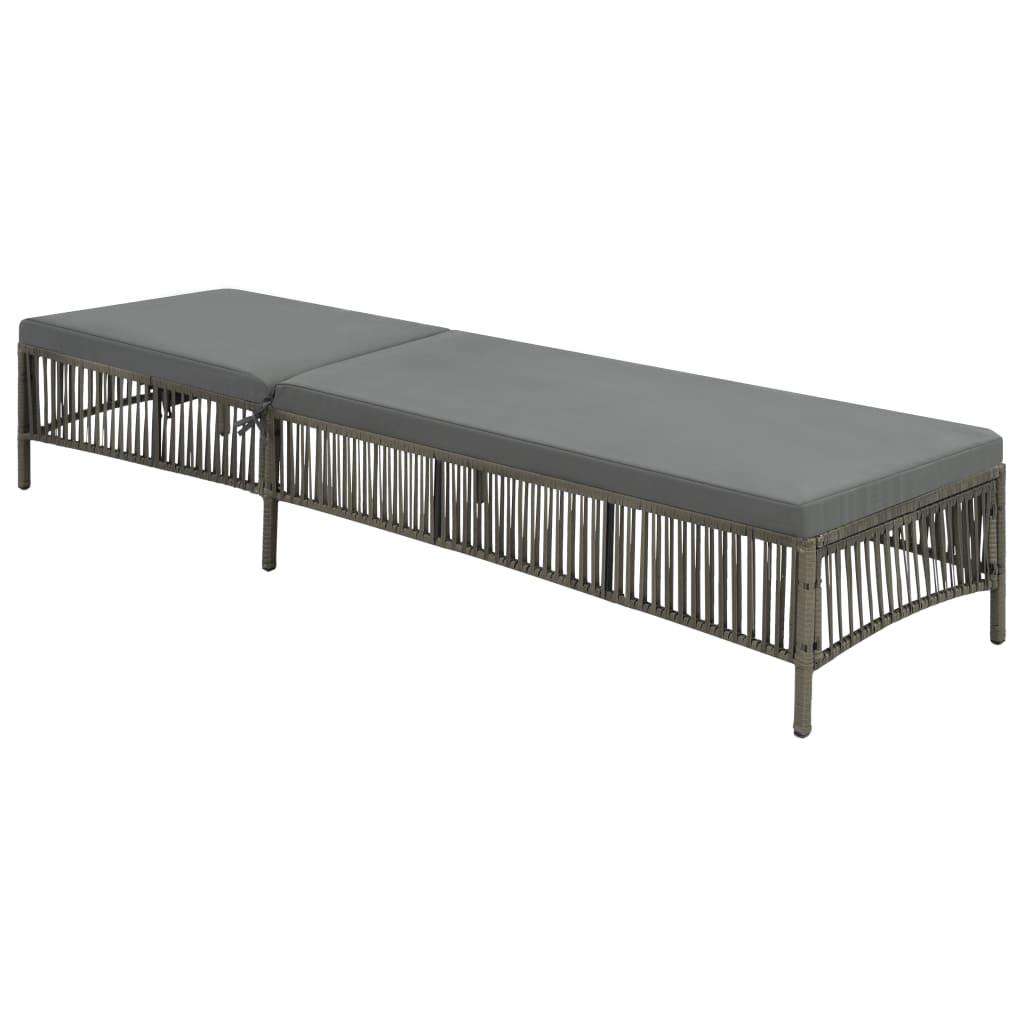 NNEVL Sun Lounger with Cushion Poly Rattan Grey-0