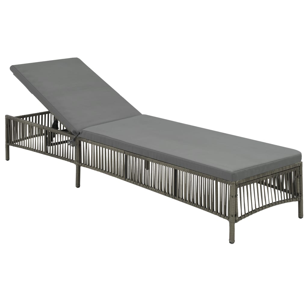 NNEVL Sun Lounger with Cushion Poly Rattan Grey-1
