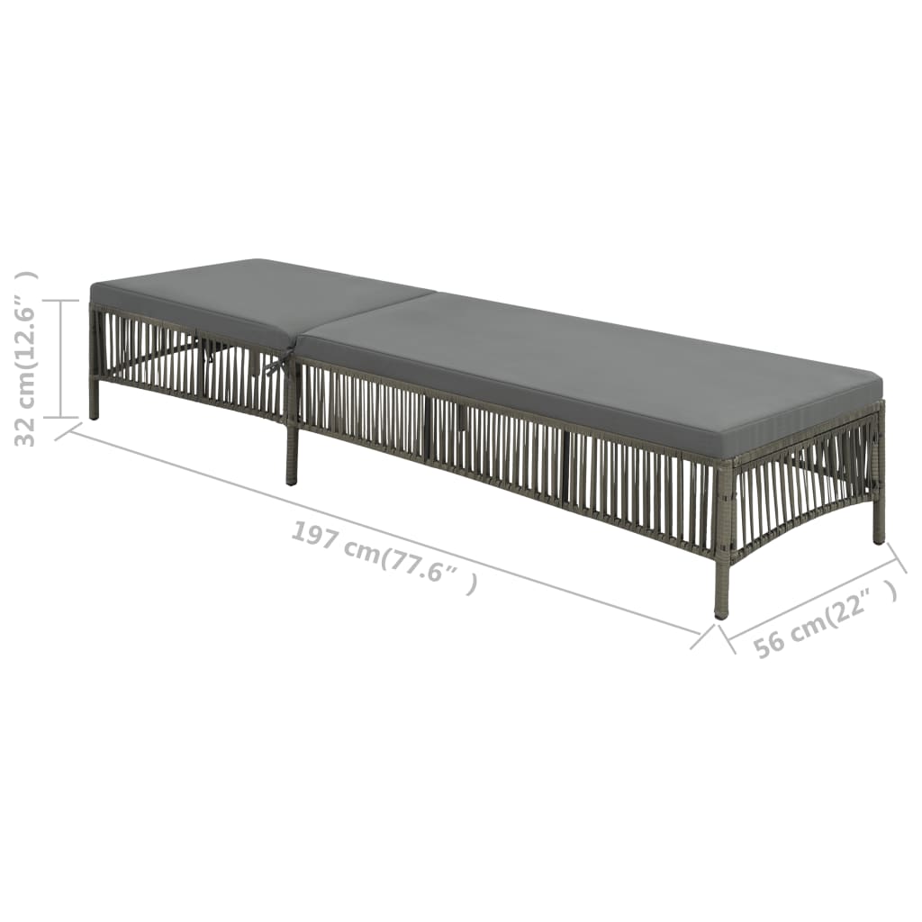 NNEVL Sun Lounger with Cushion Poly Rattan Grey-4