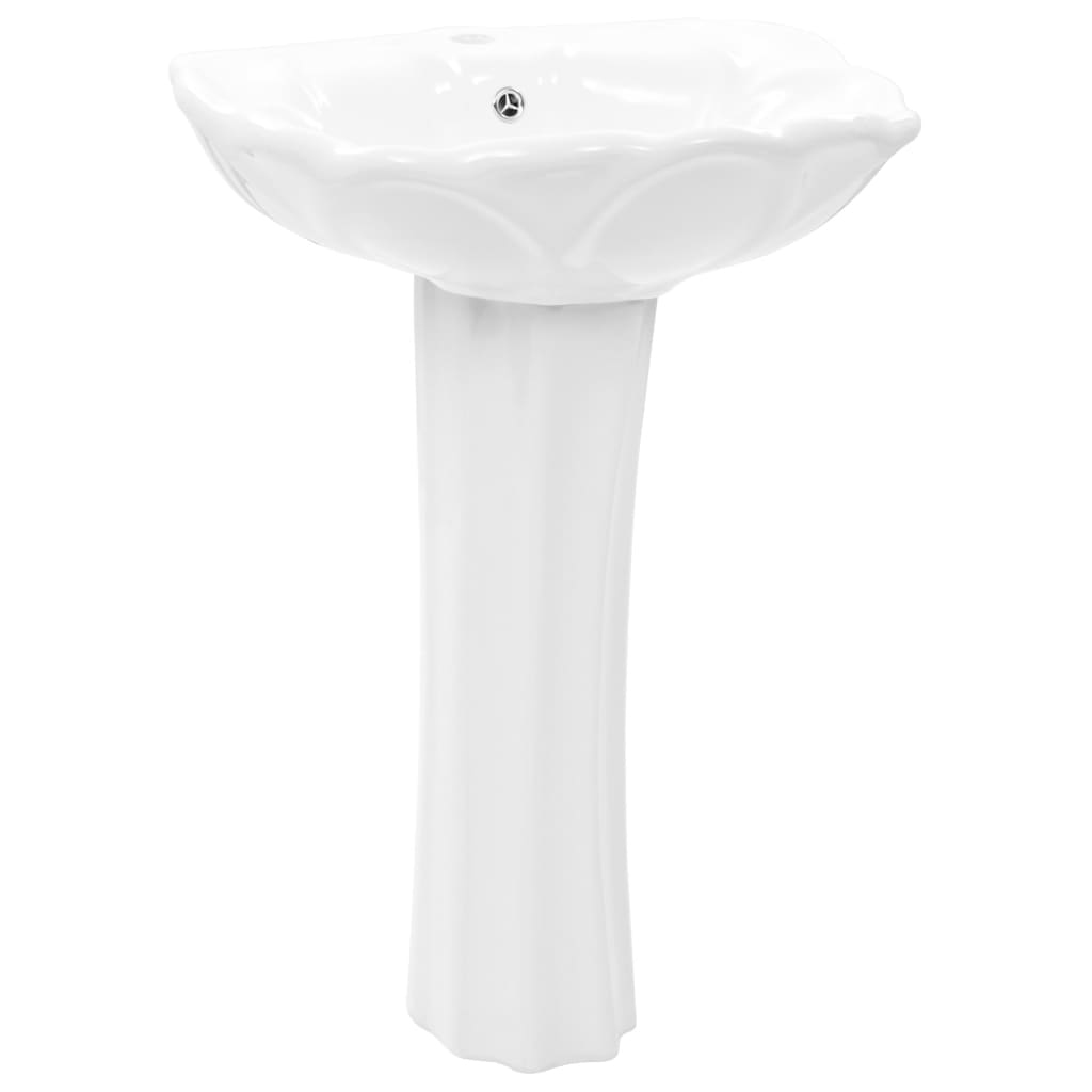 NNEVL Freestanding Basin with Pedestal Ceramic White 580x510x200 mm-1