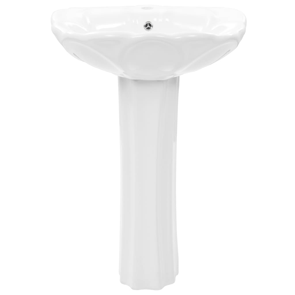 NNEVL Freestanding Basin with Pedestal Ceramic White 580x510x200 mm-3