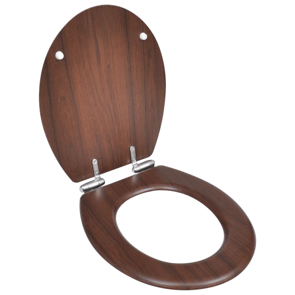 NNEVL Toilet Seats with Soft Close Lids 2 pcs MDF Brown-2