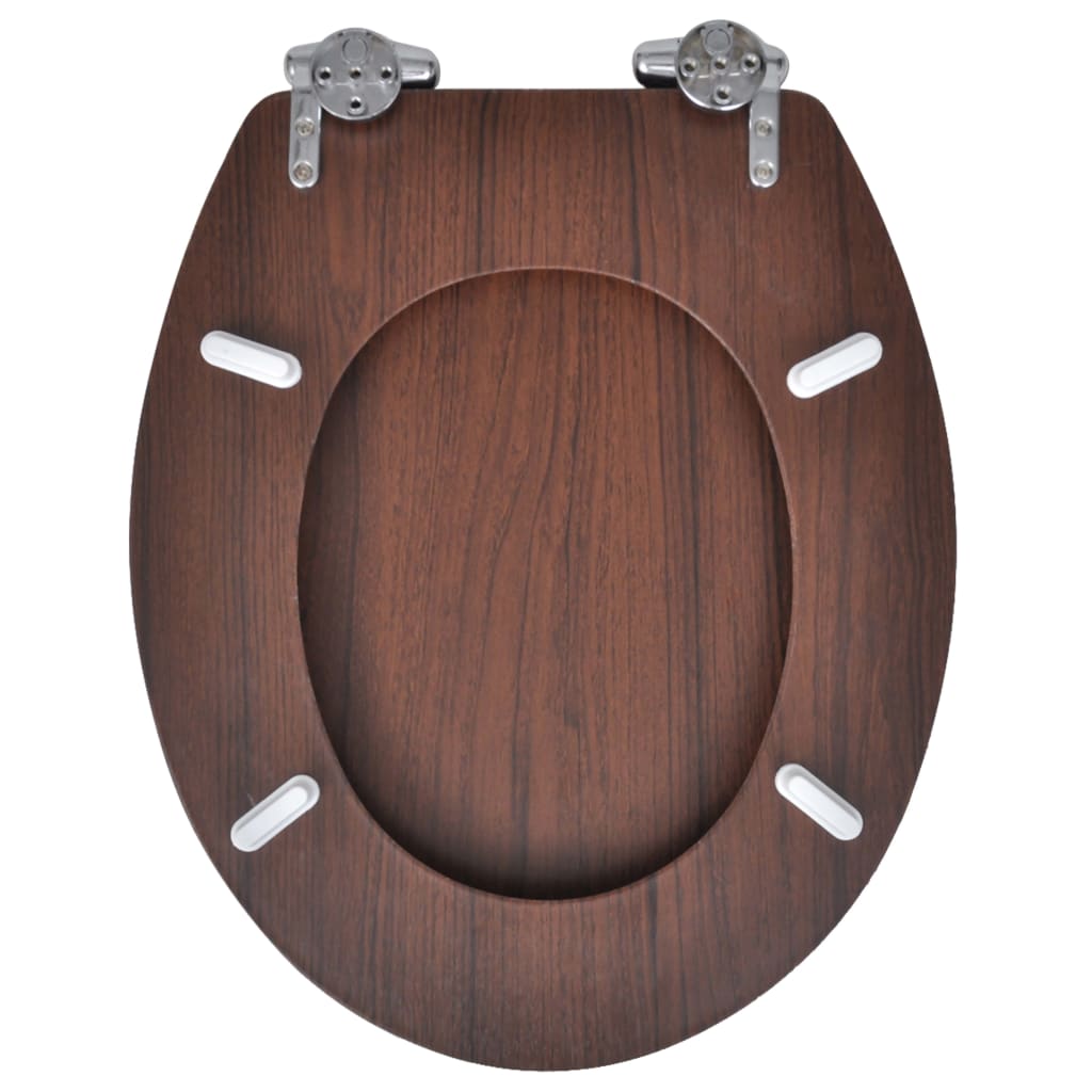 NNEVL Toilet Seats with Soft Close Lids 2 pcs MDF Brown-4