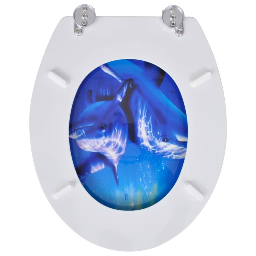 NNEVL Toilet Seats with Lids 2 pcs MDF Dolphin-4