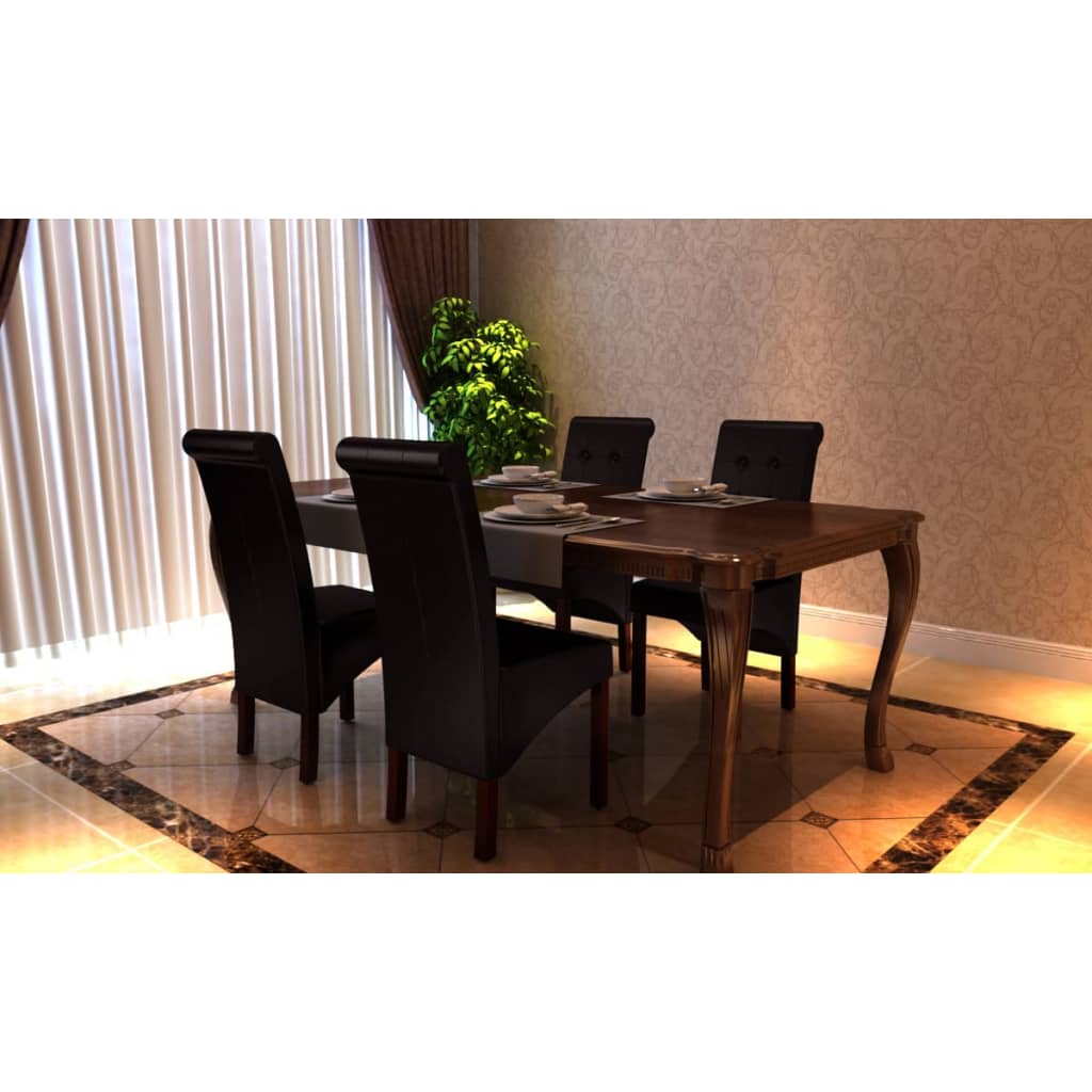 NNEVL Dining Chairs 4 pcs Brown Faux Leather-1