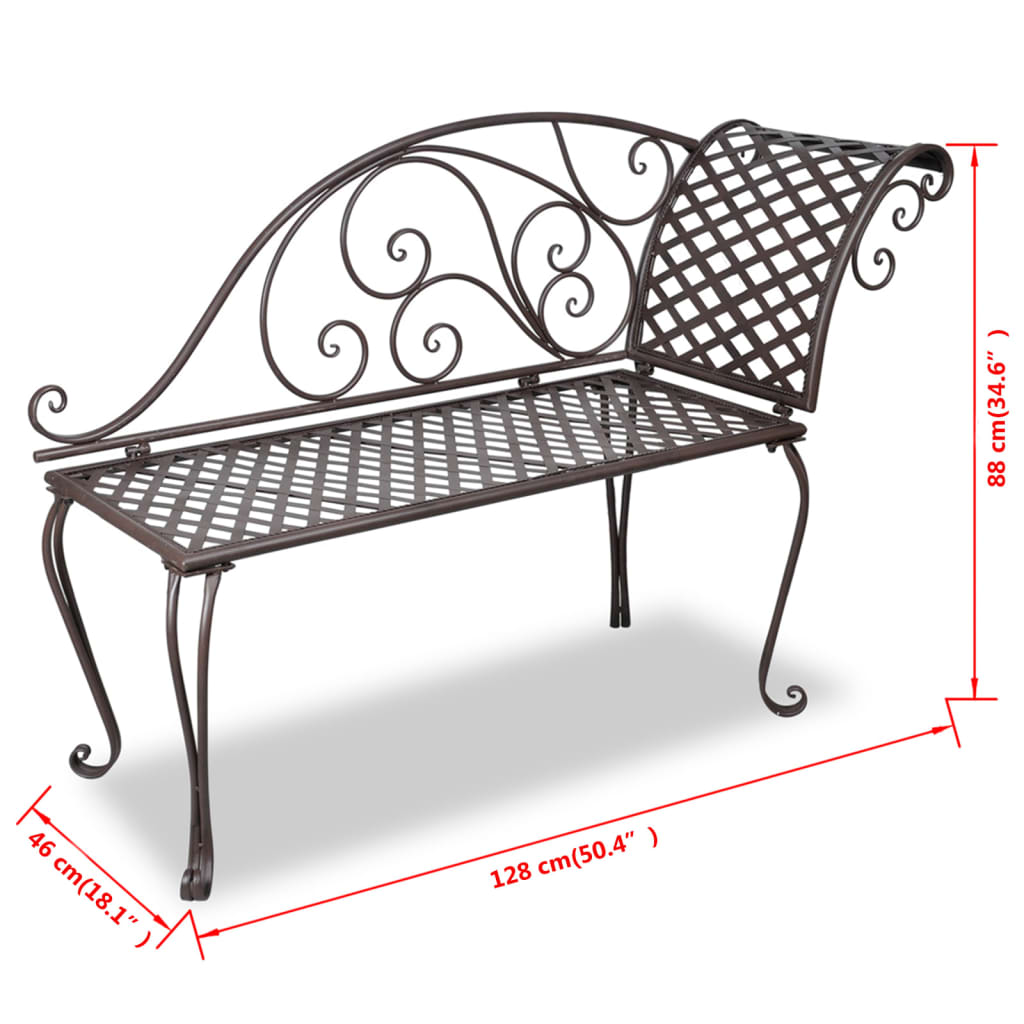 NNEVL Garden Chaise Lounge 128 cm Steel Antique Brown-4