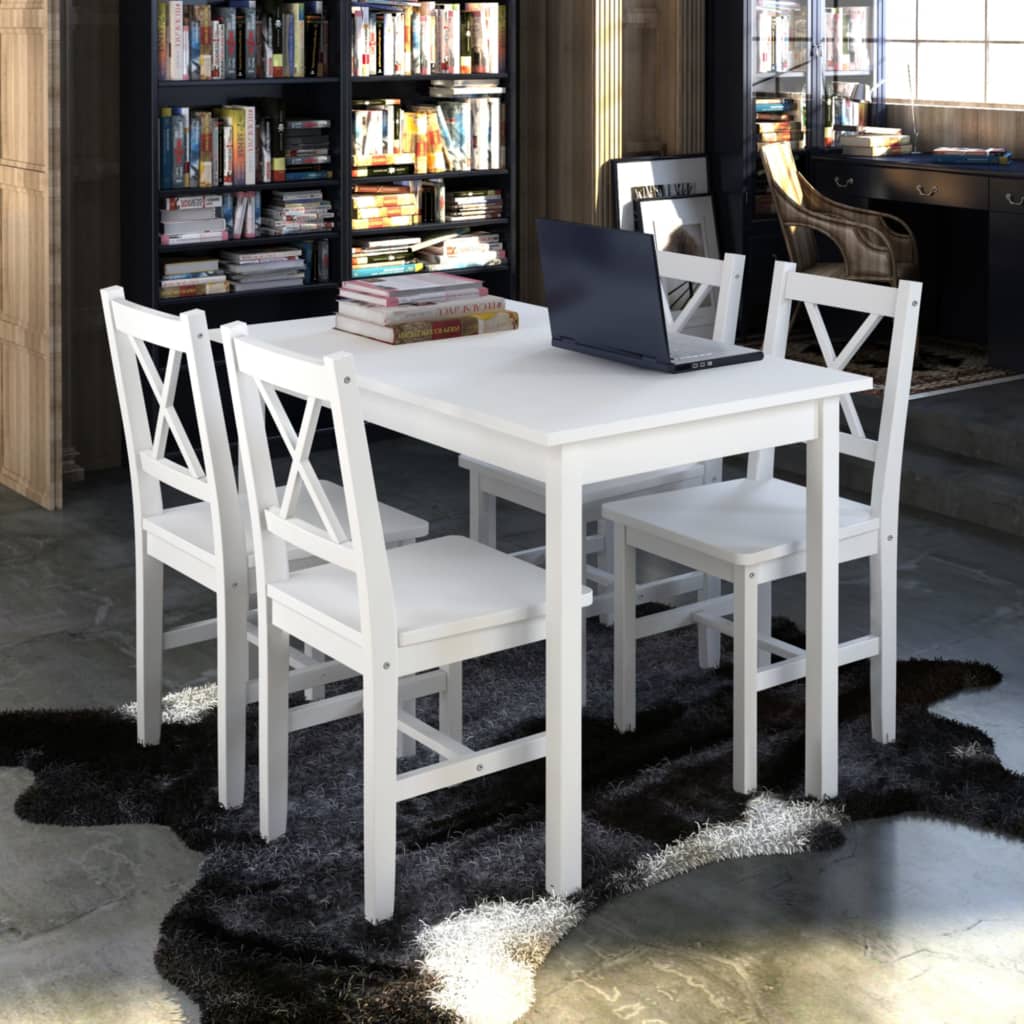 NNEVL 5 Piece Dining Set White-0