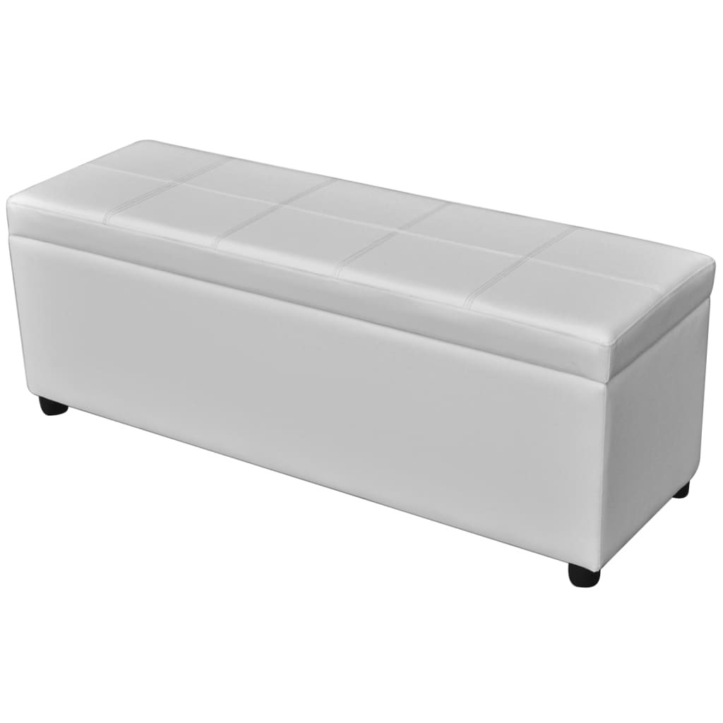 NNEVL Long Storage Bench Wood White-0