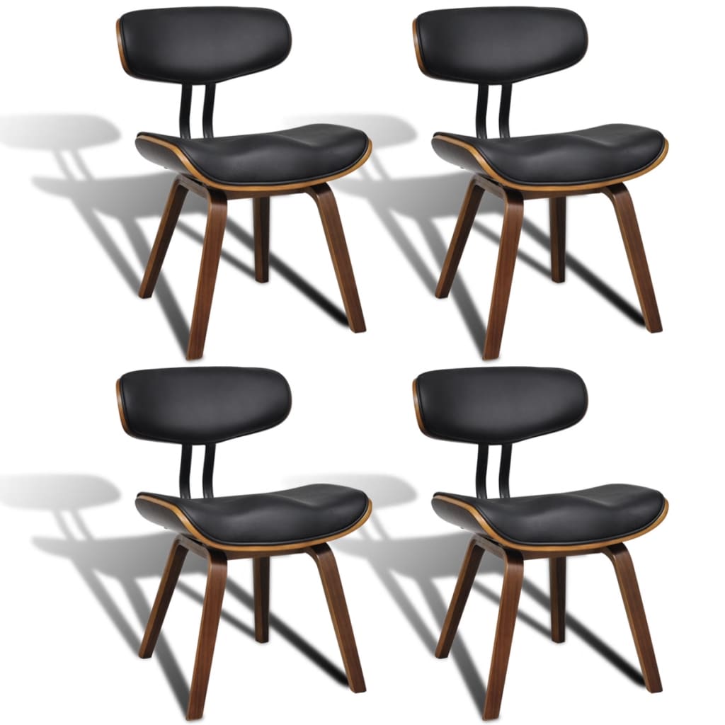 NNEVL Dining Chairs 4 pcs Bent Wood and Faux Leather-1