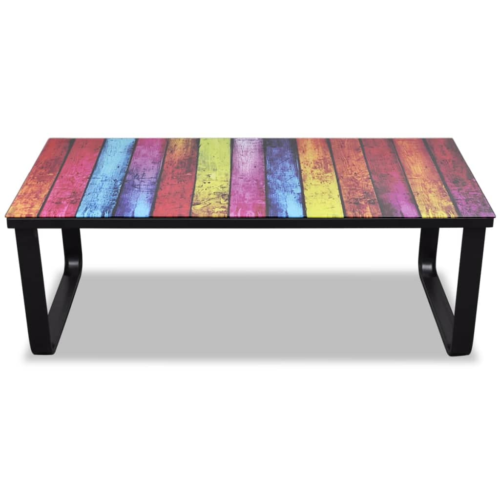 NNEVL Coffee Table with Rainbow Printing Glass Top-2