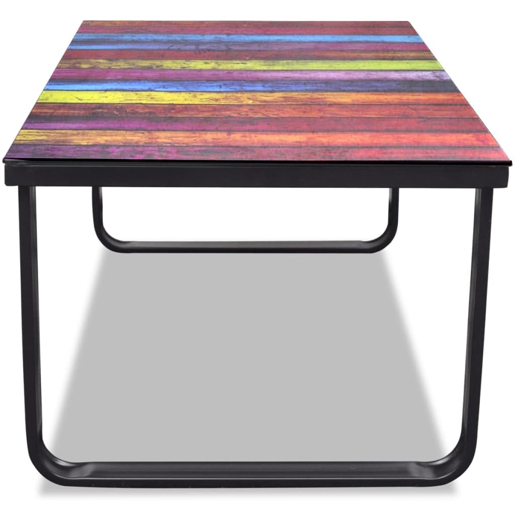 NNEVL Coffee Table with Rainbow Printing Glass Top-3