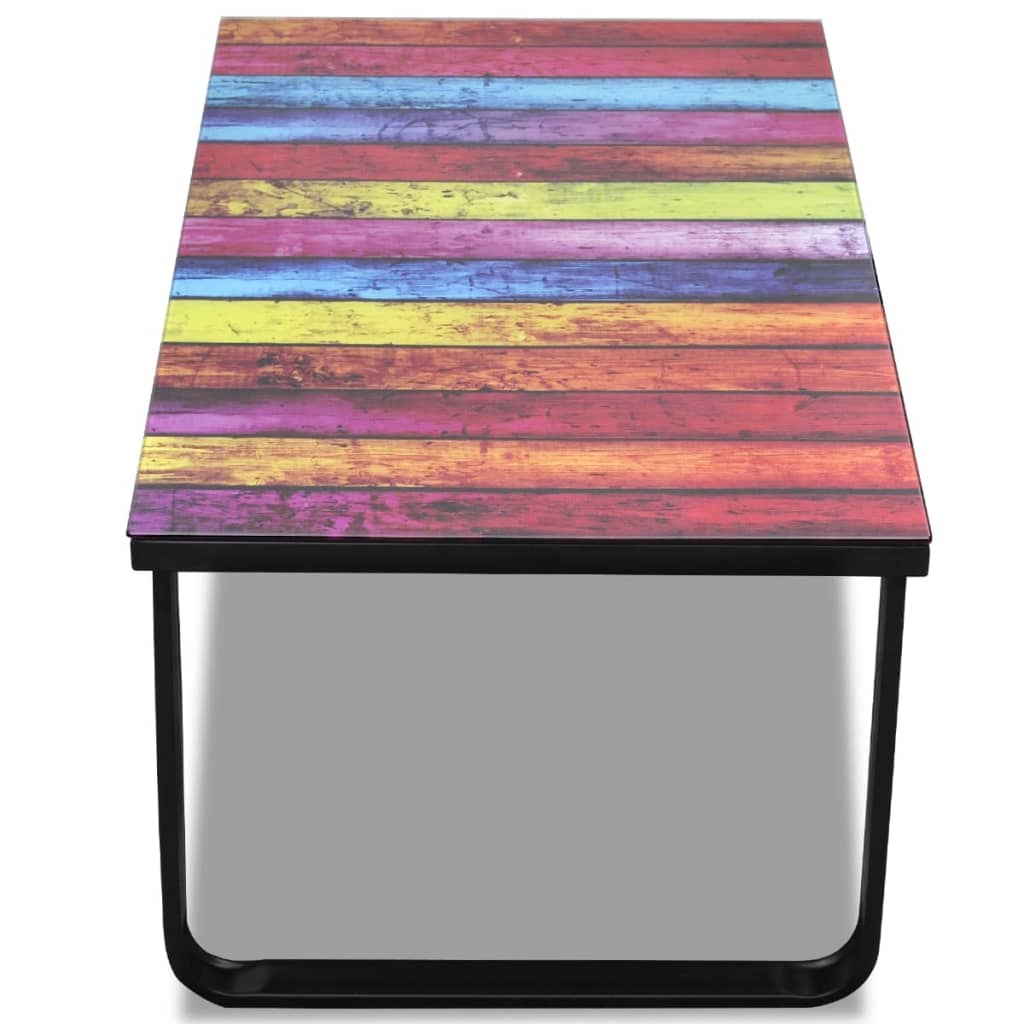 NNEVL Coffee Table with Rainbow Printing Glass Top-4
