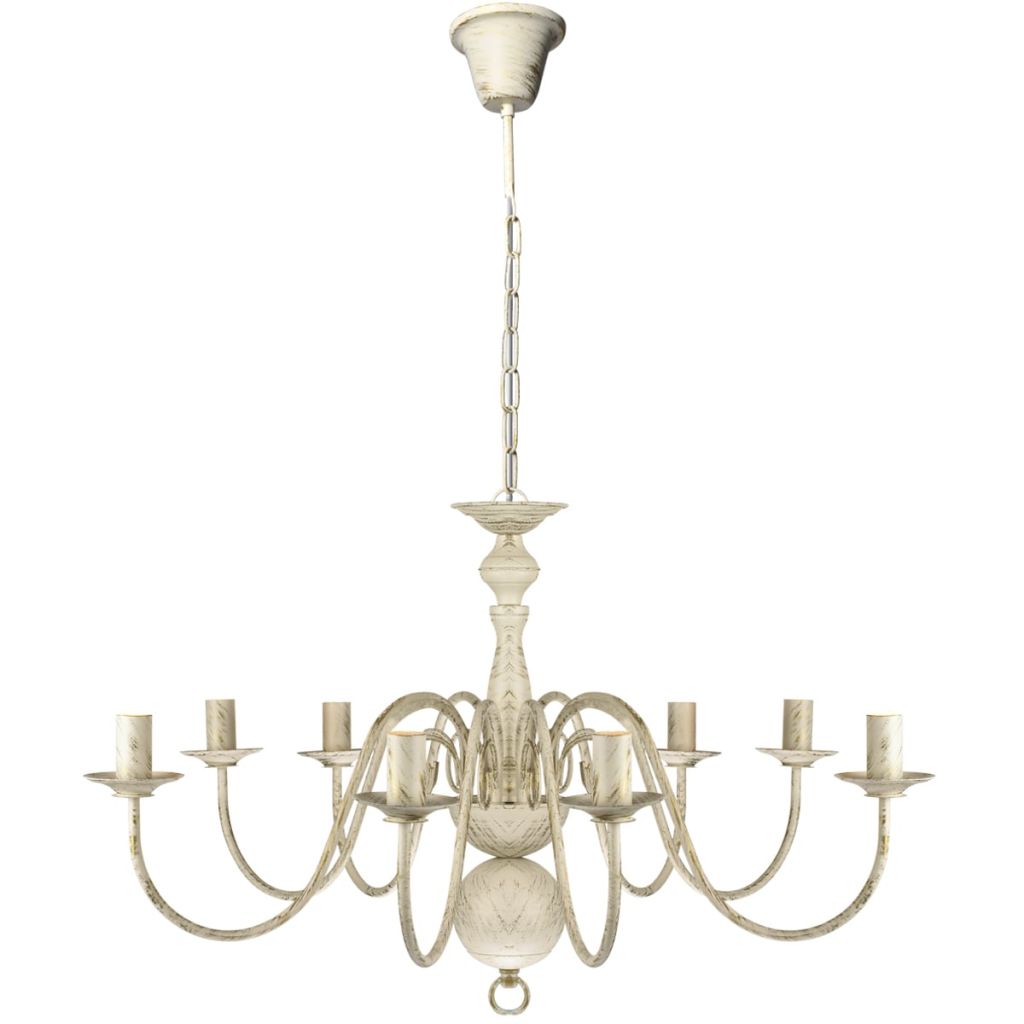 NNEVL Antique White Metal Chandelier 8 x E14 Bulbs-1