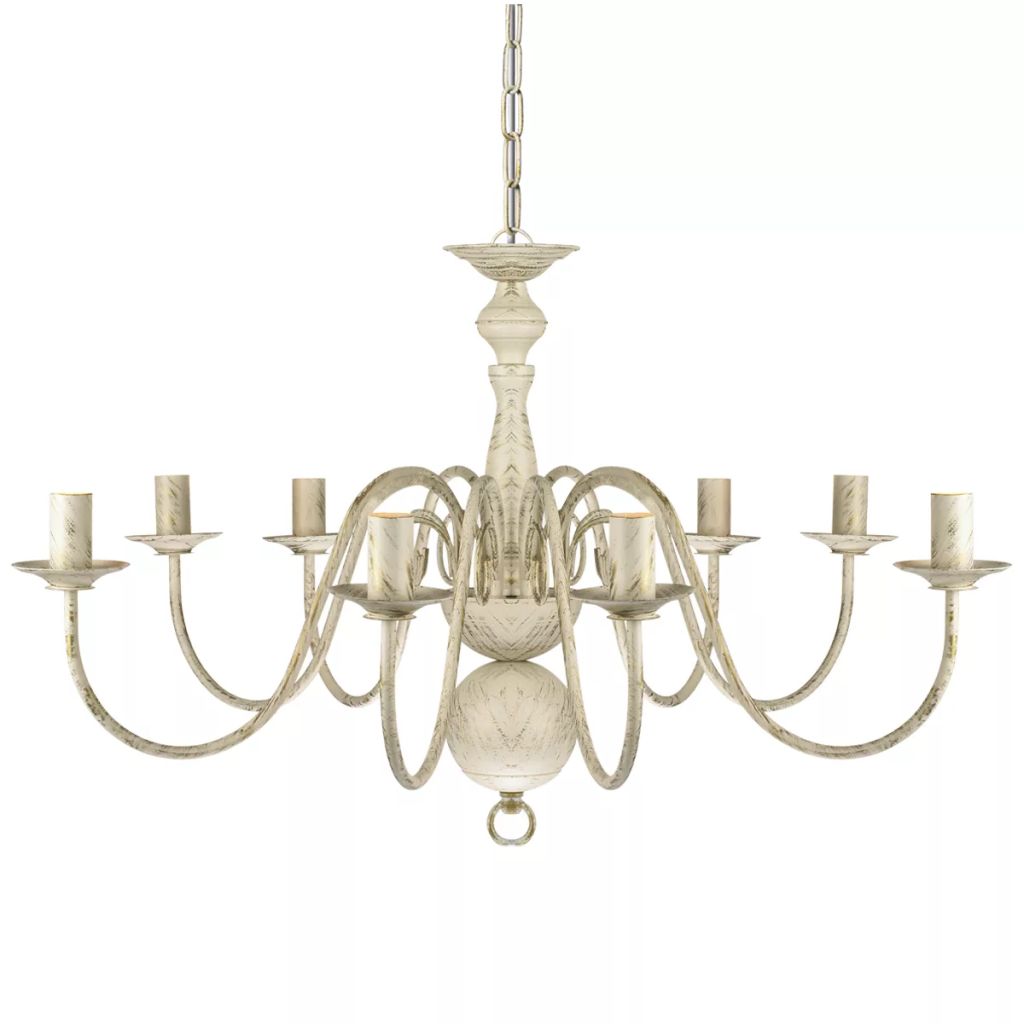 NNEVL Antique White Metal Chandelier 8 x E14 Bulbs-3