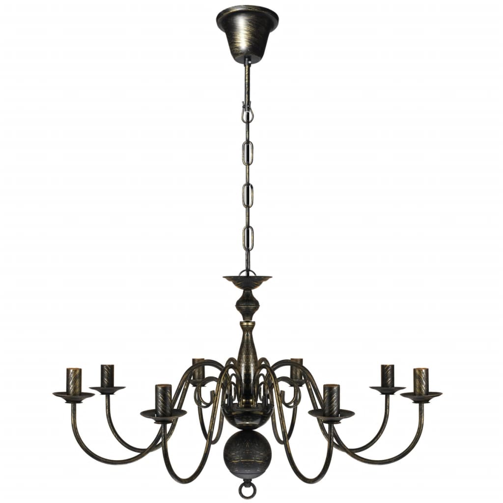 NNEVL Antique Black Metal Chandelier 8 x E14 Bulbs-1