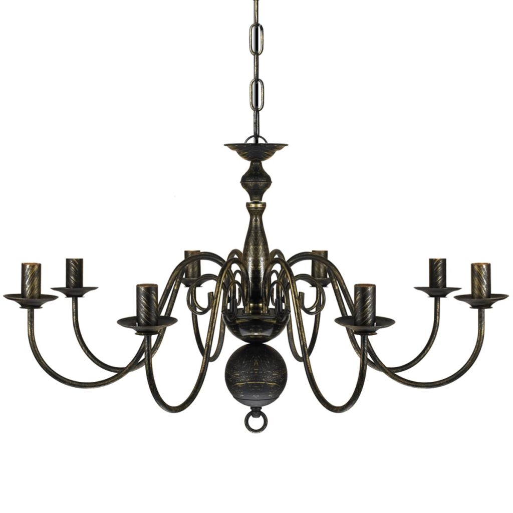 NNEVL Antique Black Metal Chandelier 8 x E14 Bulbs-3