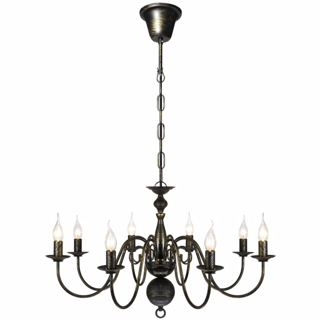 NNEVL Antique Black Metal Chandelier 8 x E14 Bulbs-0