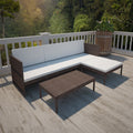 NNEVL 3 Piece Garden Lounge Set with Cushions Poly Rattan Brown-0