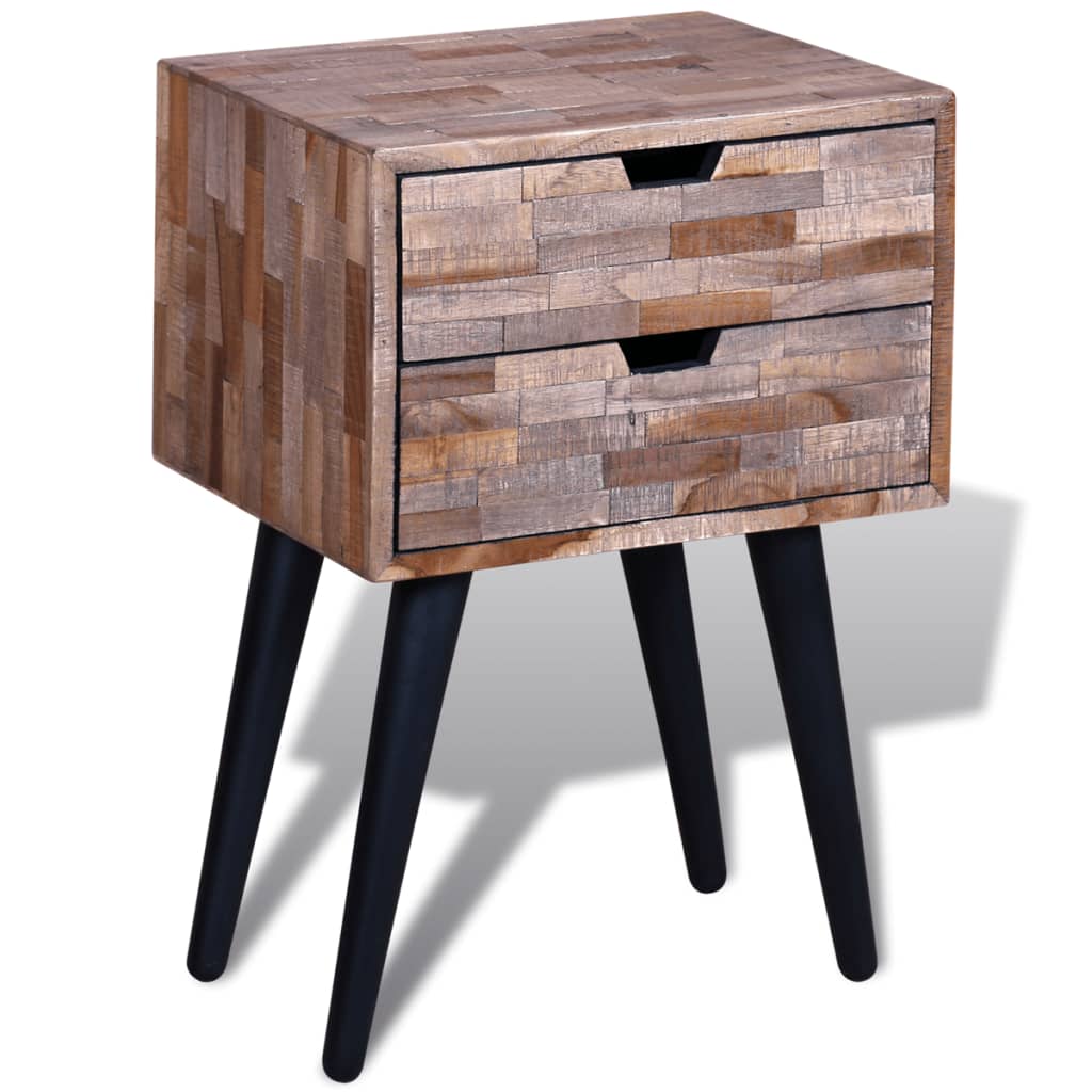 NNEVL Nightstand with 2 Drawers Reclaimed Teak Wood-0