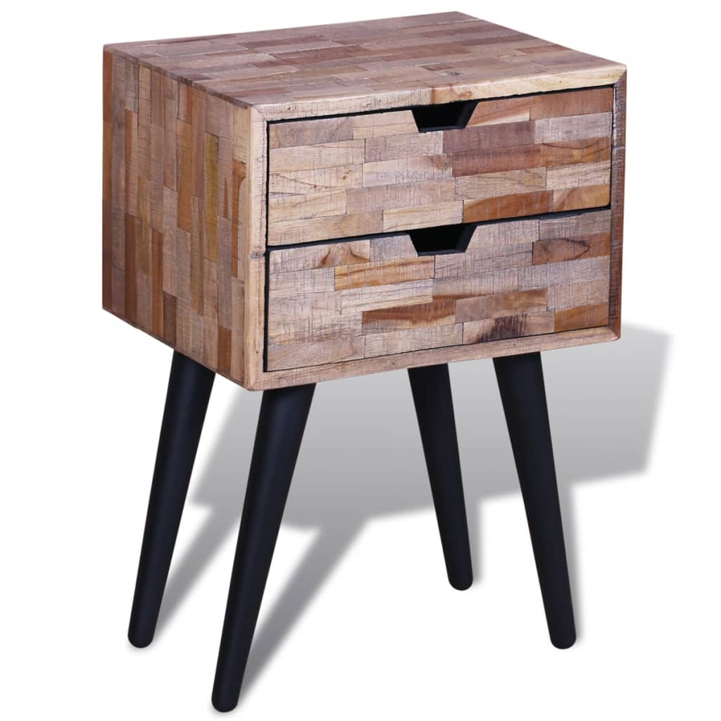 NNEVL Nightstand with 2 Drawers Reclaimed Teak Wood-2