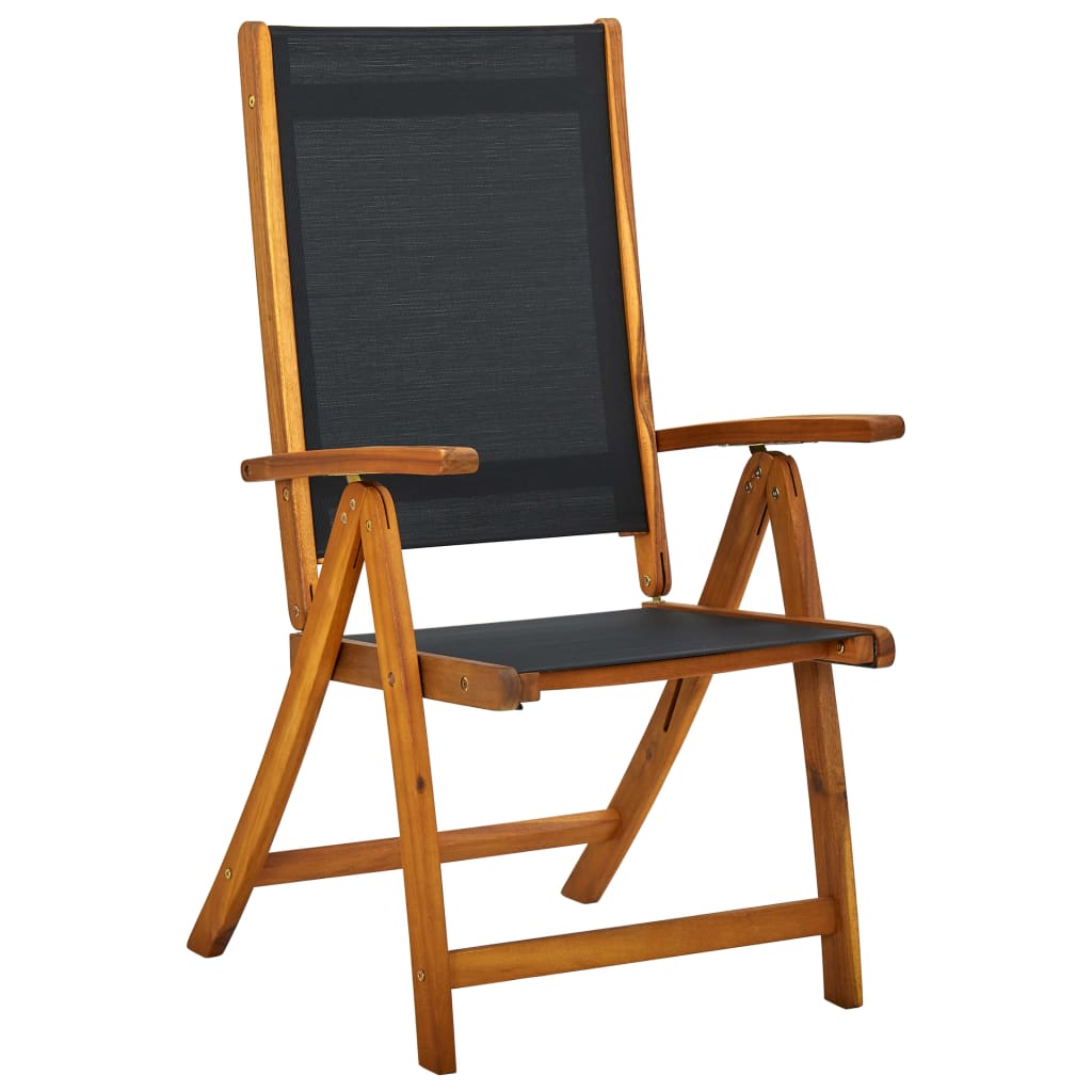 NNEVL Folding Garden Chairs 2 pcs Solid Acacia Wood and Textilene-1