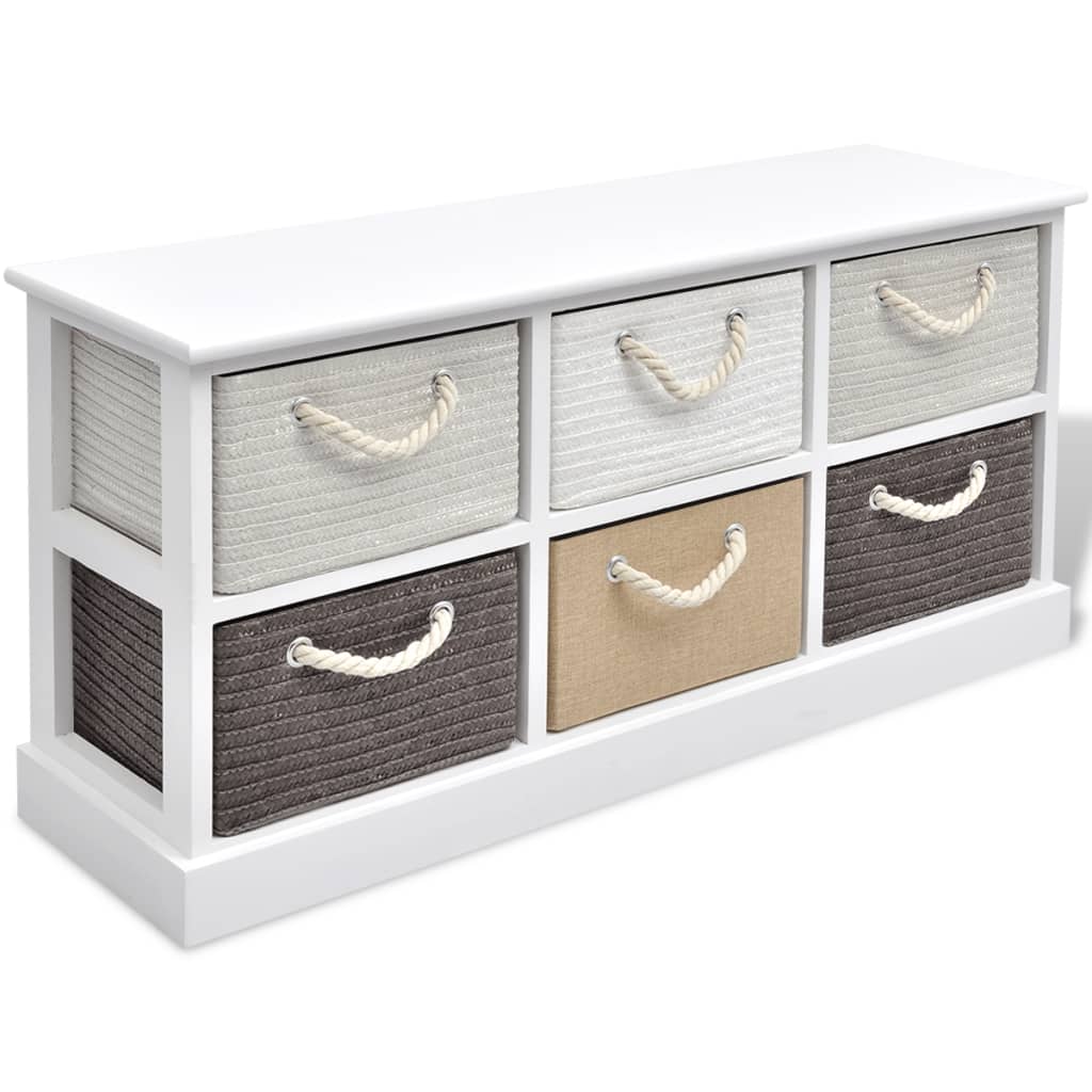 NNEVL Storage Bench 6 Drawers Wood-1