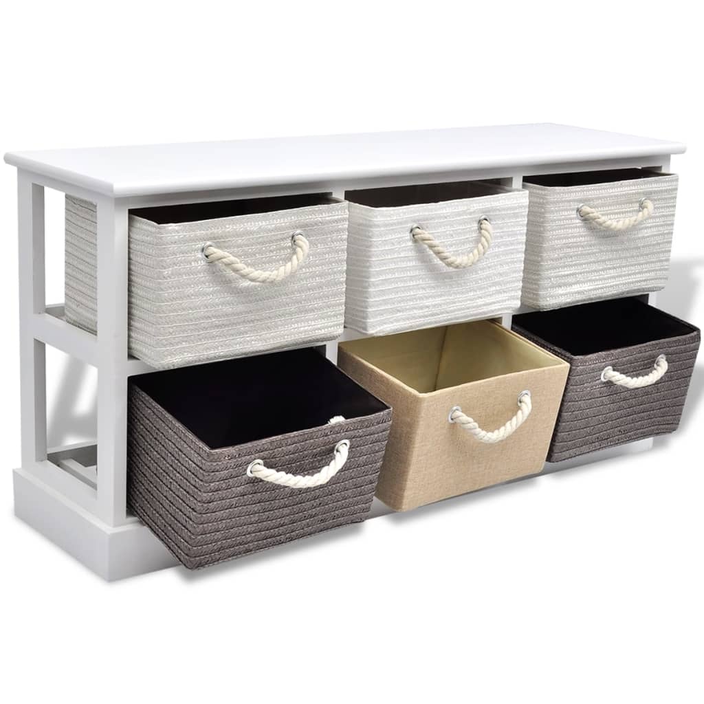 NNEVL Storage Bench 6 Drawers Wood-2