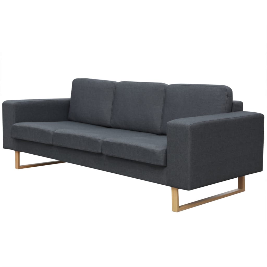 NNEVL 3-Seater Sofa Fabric Dark Grey-0