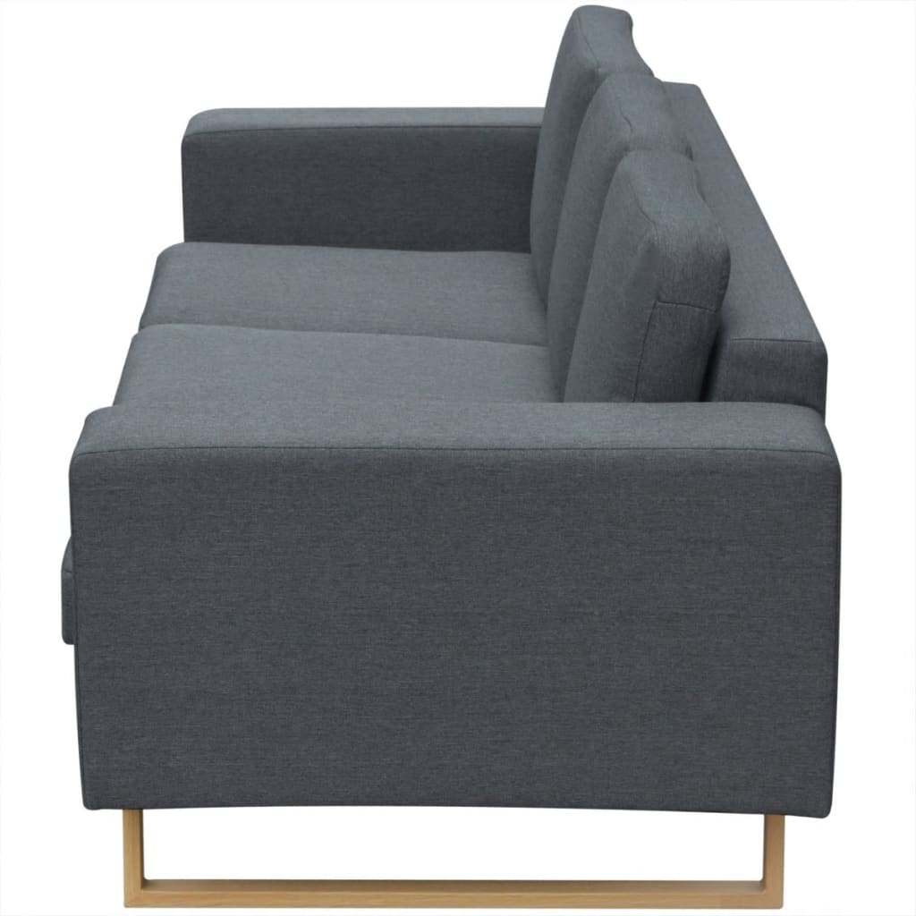 NNEVL 3-Seater Sofa Fabric Dark Grey-2