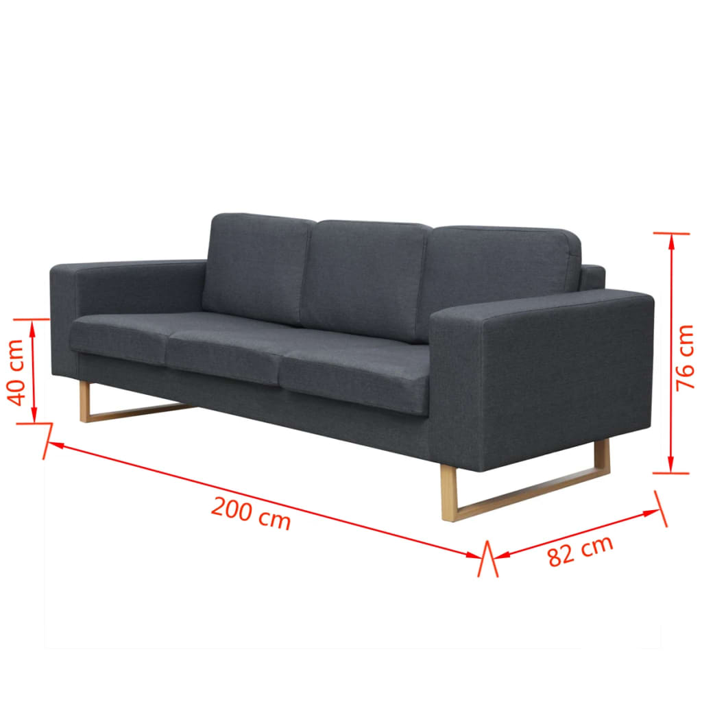 NNEVL 3-Seater Sofa Fabric Dark Grey-3