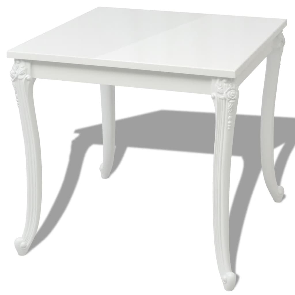 NNEVL Dining Table 80x80x76 cm High Gloss White-1