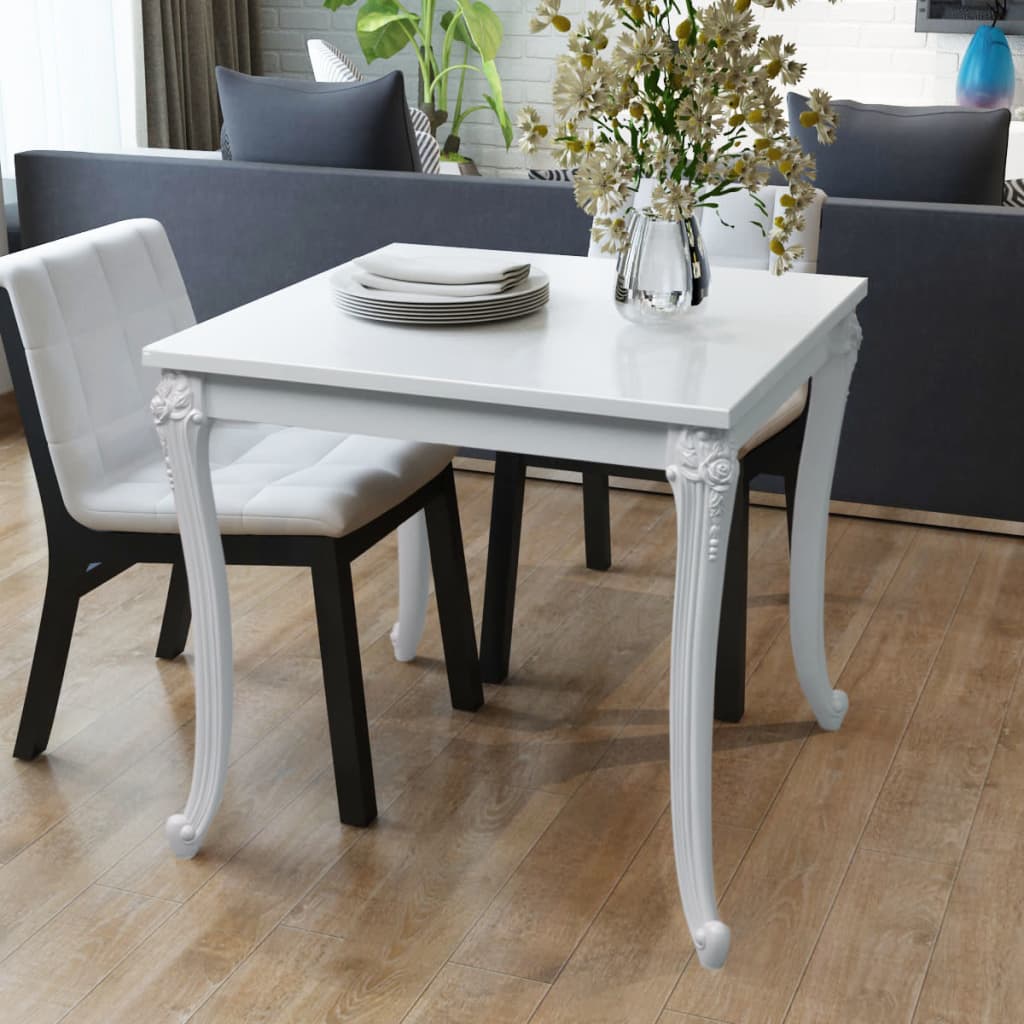 NNEVL Dining Table 80x80x76 cm High Gloss White-0